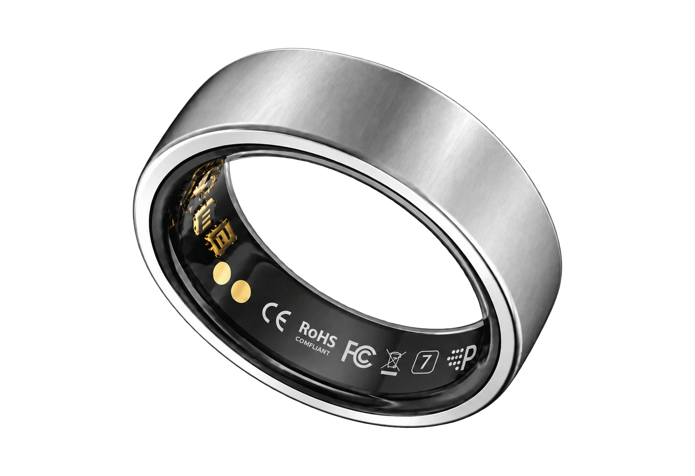 The PhenomeTech Ring in brushed silver metal