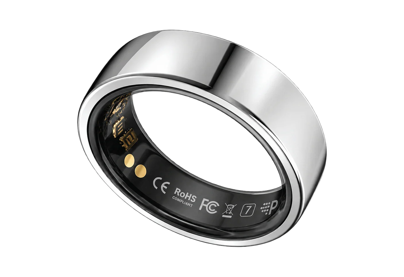 The PhenomeTech Ring in polished silver metal